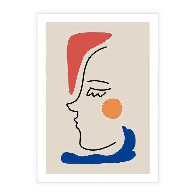 Plakat bez ramy 21x30 - Impresje Kształtów - abstrakcyjny obraz, przypomina twarz
