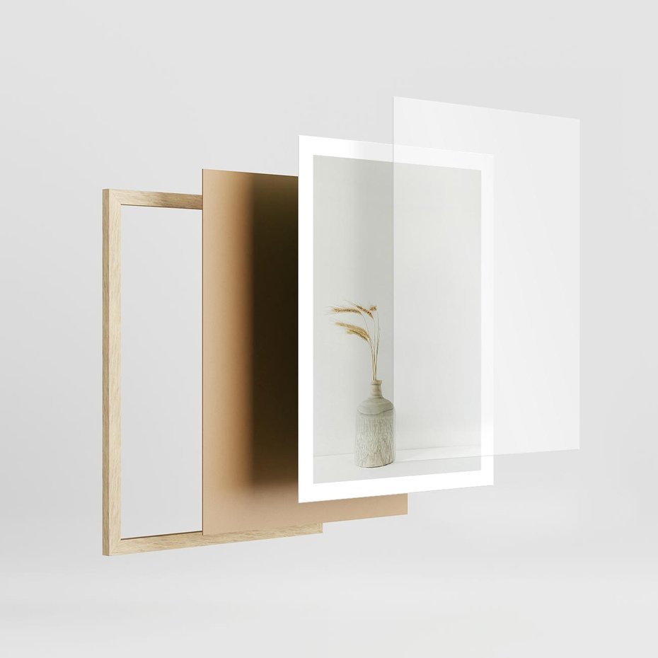 Plakat w ramie 50x70 - Sztuka Prostoty - minimalistyczny wazon, źdźbła traw - rama drewno