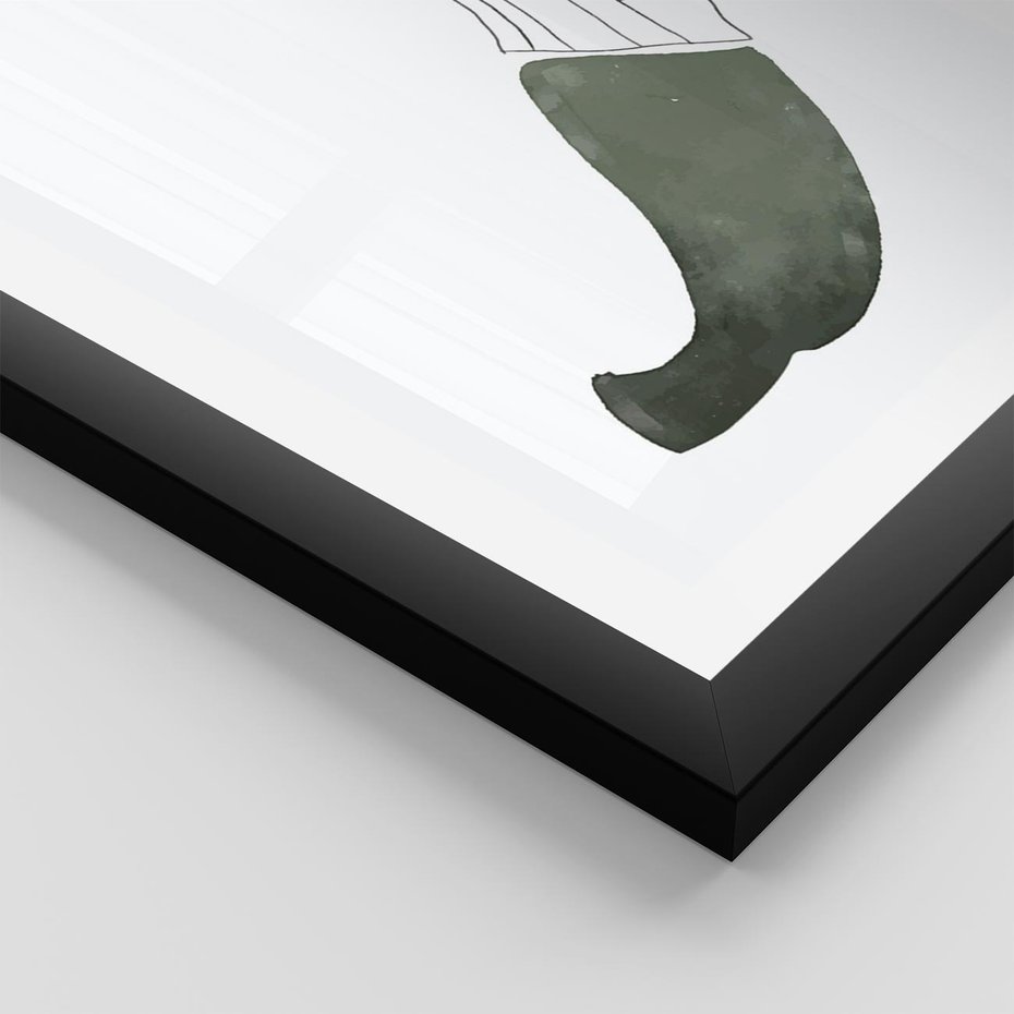 Plakat w ramie 50x70 - Rozkwitające Barwy Akwareli - minimalistyczny plakat, banan - rama czarna