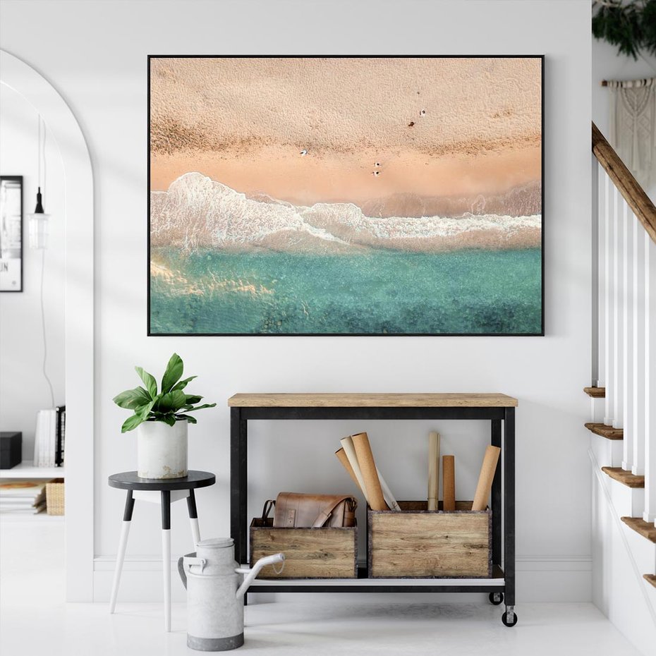 Obraz w ramie 100x70 - Oczy turkusu - fotografia, plaża - rama czarna