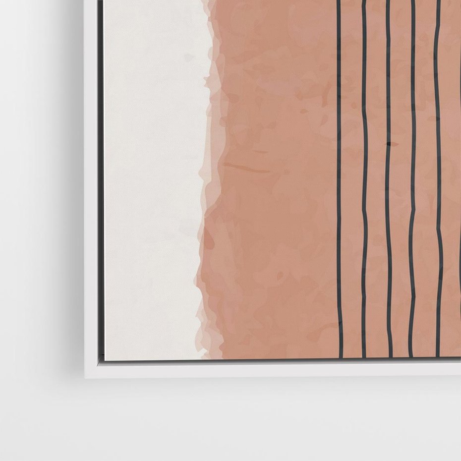 Obraz w ramie 80x80 - Rozmyte Widzenia - abstrakcyjna akwarelowa plama, nieregularne kreski - rama biała