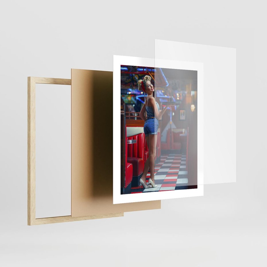 Plakat w ramie 40x50 - Czas Na Wyjątkowy Posiłek - restauracja, retro - rama drewno