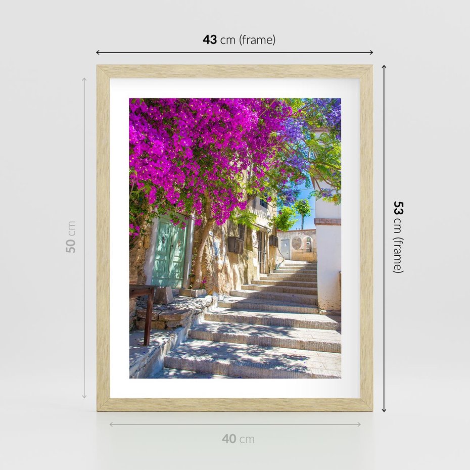 Plakat w ramie 40x50 - Urok Zaklętej Przestrzeni - uliczka, perspektywa - rama drewno