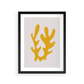 Plakat w ramie 50x70 - Abstrakcyjna Synergia - abstrakcyjna żółta forma, minimalizm - rama czarna