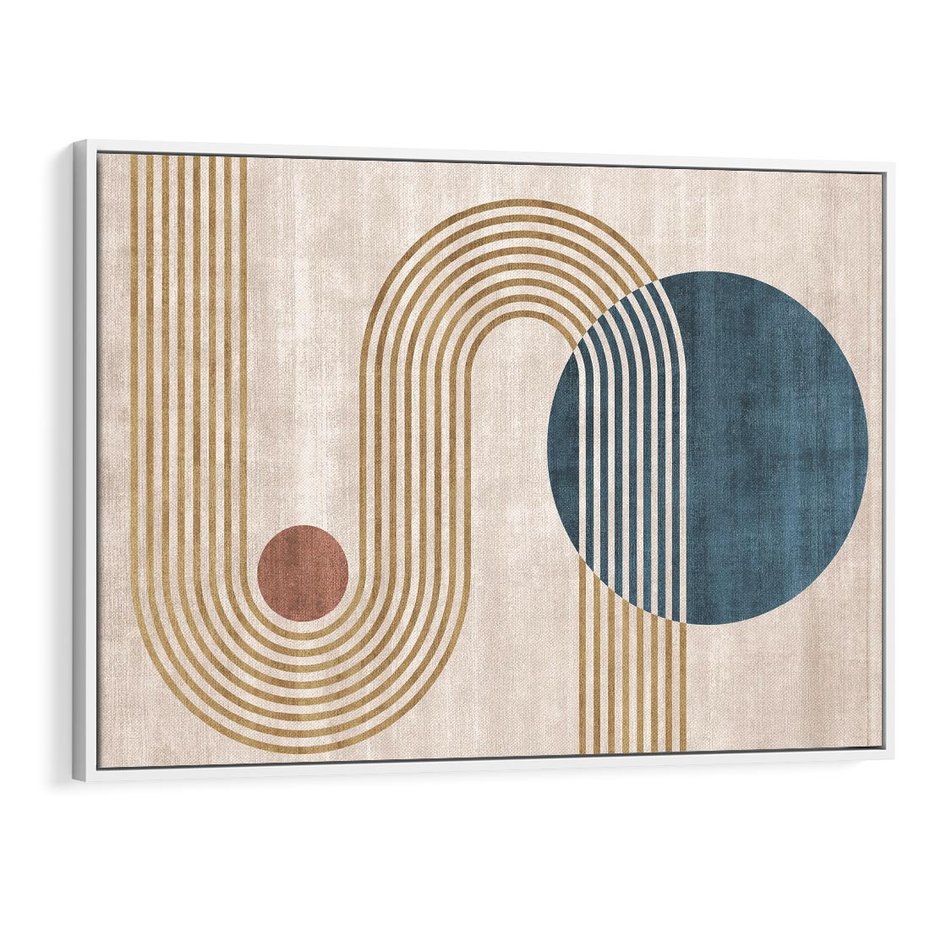 Obraz w ramie 70x50 - Melodia ukrytych snów - retro grafika, styl mid-century - rama biała