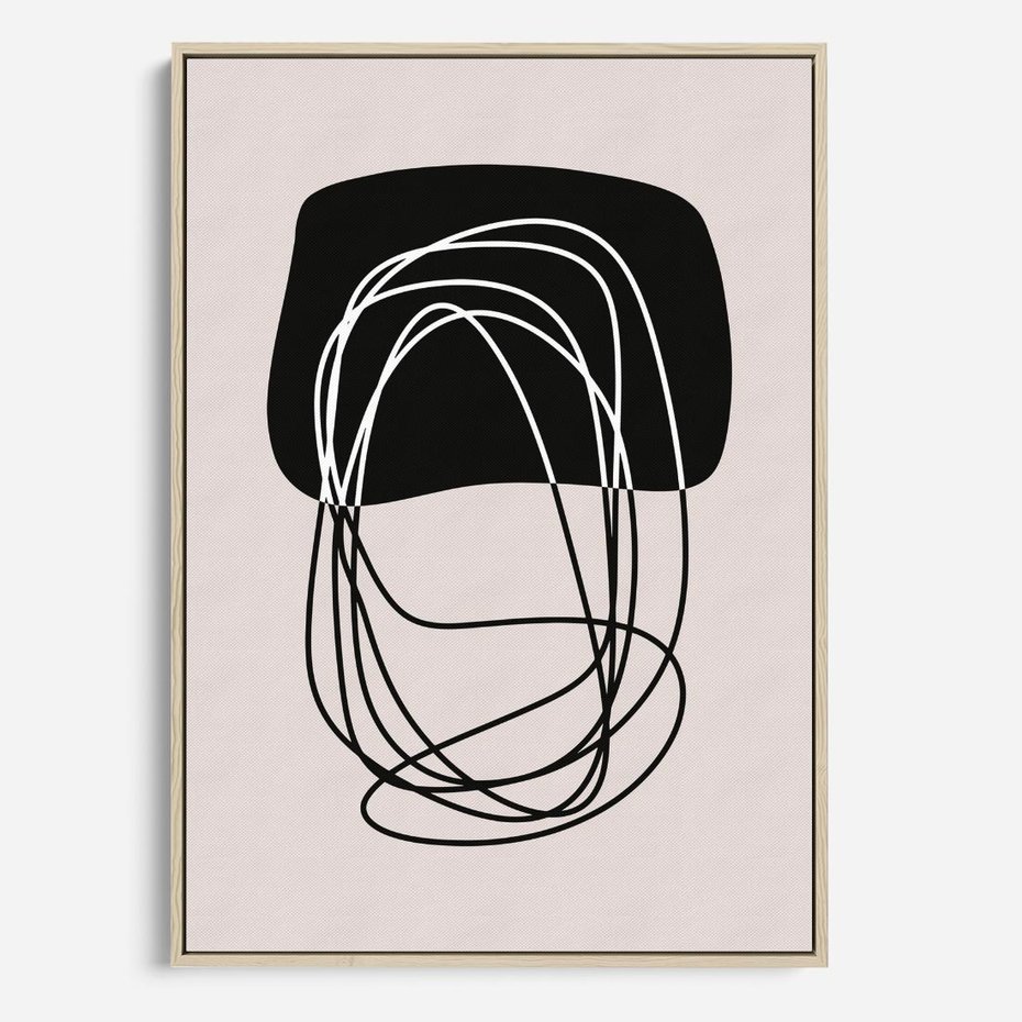 Obraz w ramie 50x70 - Strukturalne Kontrasty - abstrakcyjne szkicowane linie, minimalizm - rama drewno