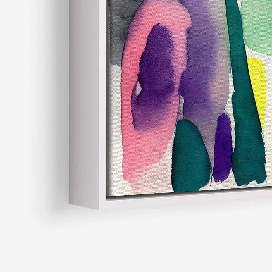 Obraz w ramie 50x70 - Subtelne Akwarelowe Ulotności - abstrakcyjny akwarelowy portret kobiety, rozmyte farby - rama biała