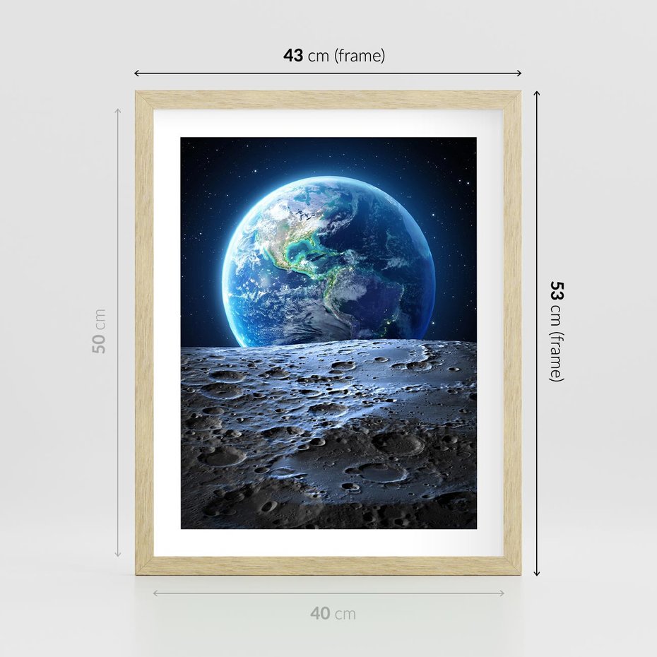 Plakat w ramie 40x50 - Mistrzowskie spojrzenie na Ziemię - ziemia, kosmos - rama drewno