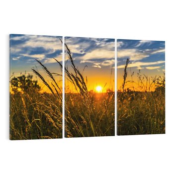 Obraz na płótnie 120x80 - "Zachód Słońca, Łąka - Magiczna Aura - zachód, słońca