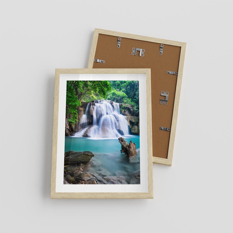 Plakat w ramie 30x40 - Abstrakcyjna nowoczesność - wodospad, woda - rama drewno