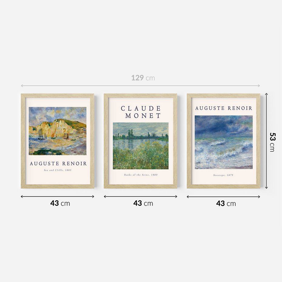 Zestaw obrazy w ramie 40x50 galeria - Impresjonizm, Monet, Renoir - rama drewno