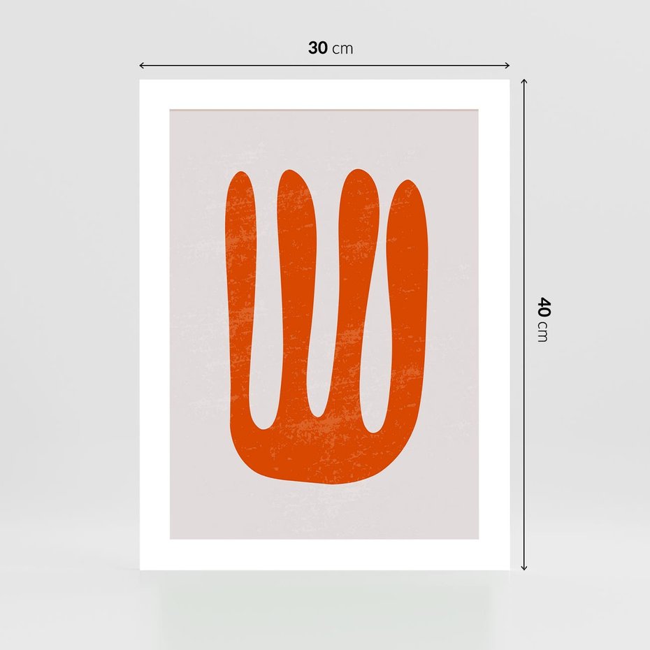 Plakat bez ramy 30x40 - Eksploracja Nowego Światła - abstrakcyjna pomarańczowa forma, minimalizm