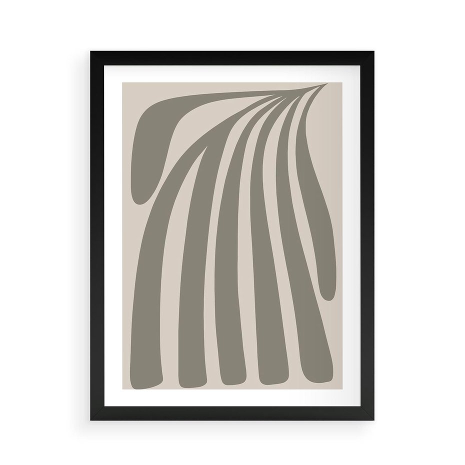 Plakat w ramie 50x70 - Beżowa Delikatność - nowoczesna sztuka, plakat modern - rama czarna