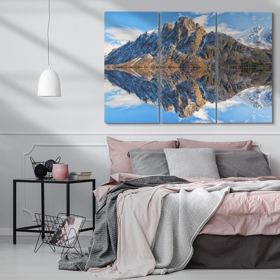 Obraz na płótnie 120x80 - Górskie odbicie jeziora - góry, jezioro