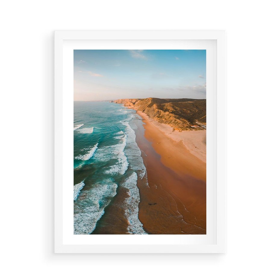 Plakat w ramie 50x70 - Z Lotu Ptaka - fotografia, plaża - rama biała