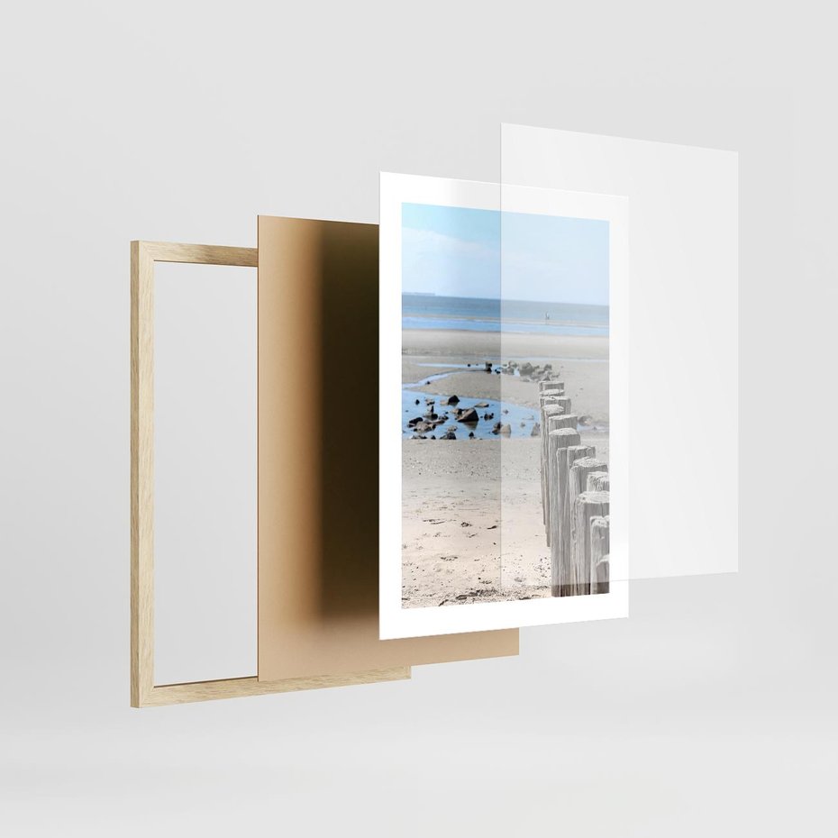 Plakat w ramie 30x40 - Fale na falochronie nad morzem - morze, falochron - rama drewno