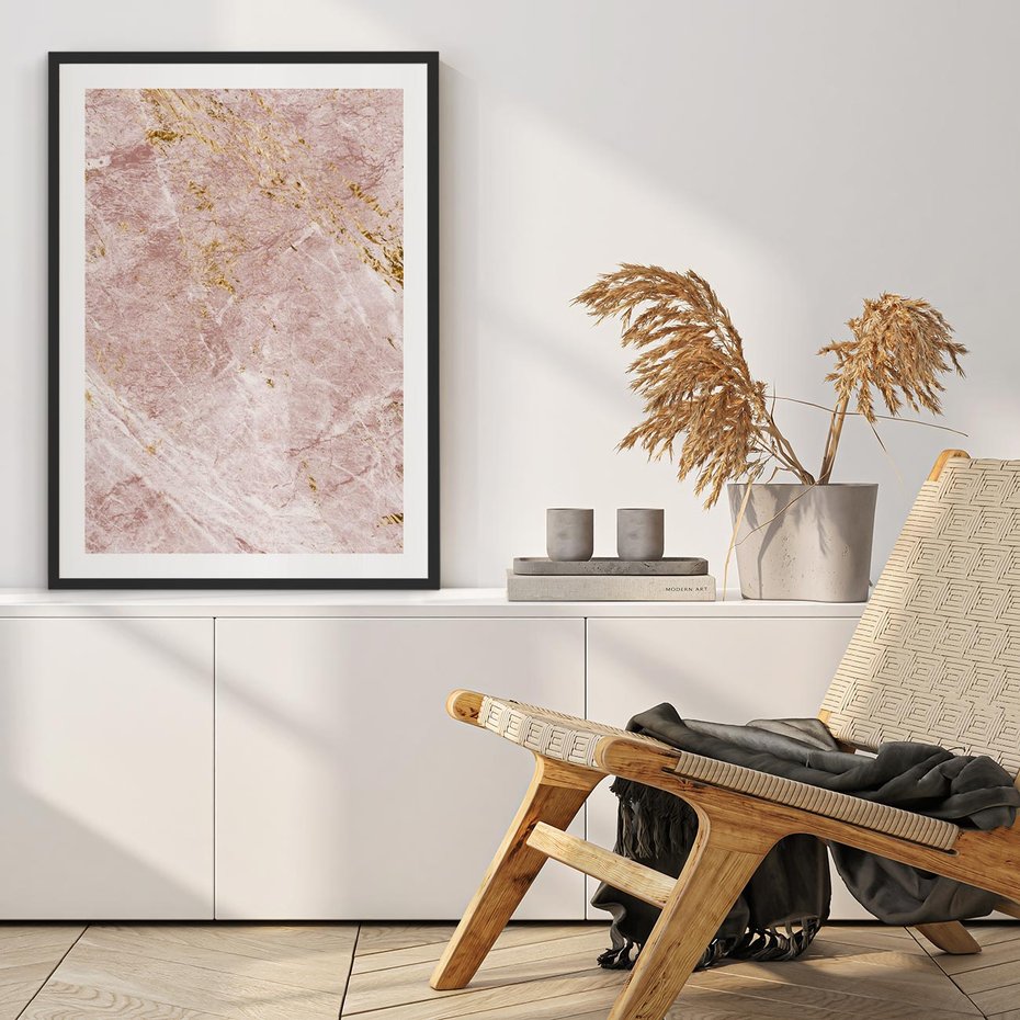 Plakat bez ramy 50x70 - Wyjątkowa Stylizacja - marmur, złoto