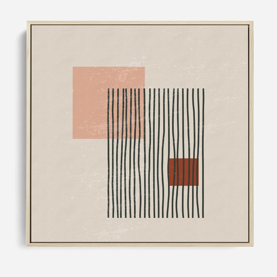 Obraz w ramie 80x80 - Przenikające Formy - nowoczesna sztuka, minimalizm - rama drewno