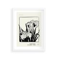 Plakat w ramie 30x40 - Spojrzenia na szkicowaną przeszłość - kwiaty, typografia - rama biała