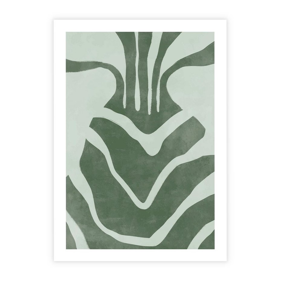 Plakat bez ramy 50x70 - Zieleń Odpoczynku - zielony plakat, nieregularne splątane linie
