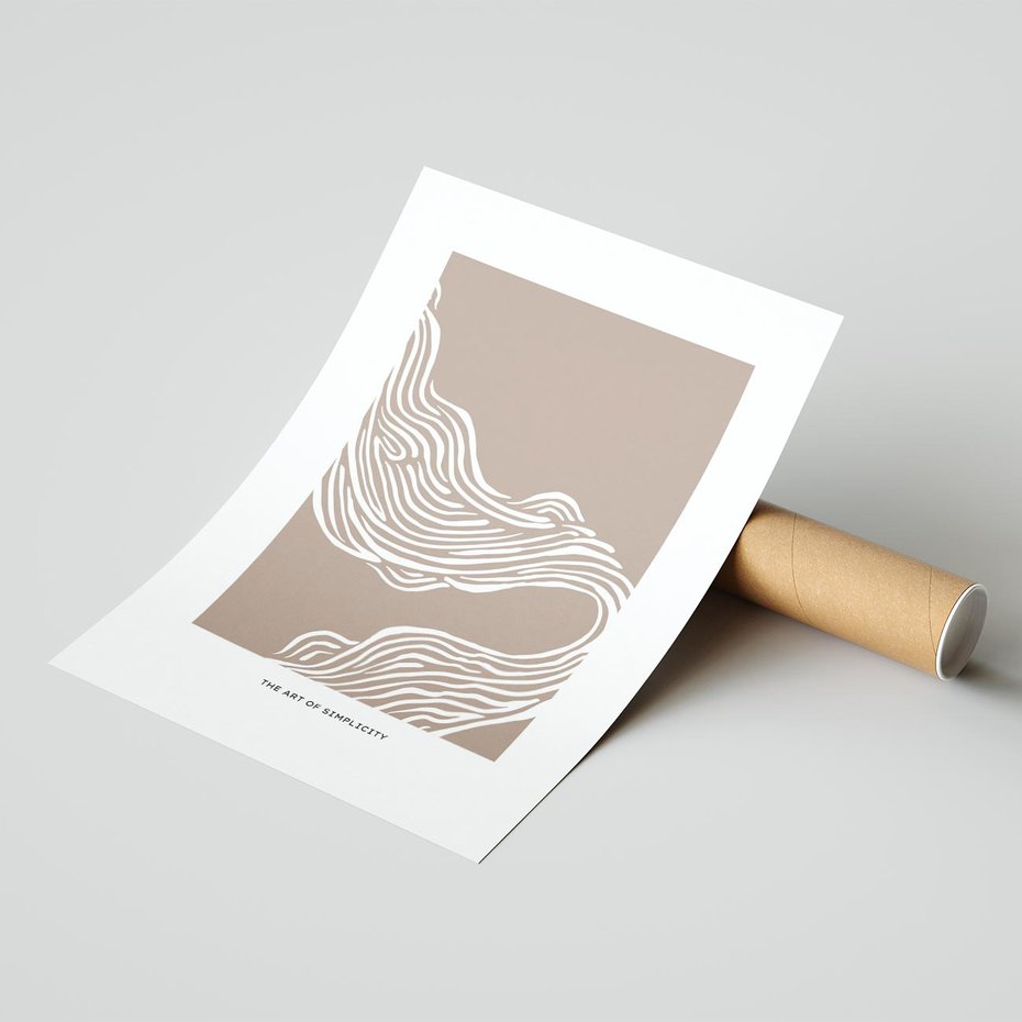 Plakat bez ramy 30x40 - Harmonijne Granice - sztuka minimalizmu, biała rycina
