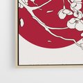 Obraz w ramie 80x80 - Esencja Zen - kwiatnąca wiśnia, orientalna grafika - rama drewno