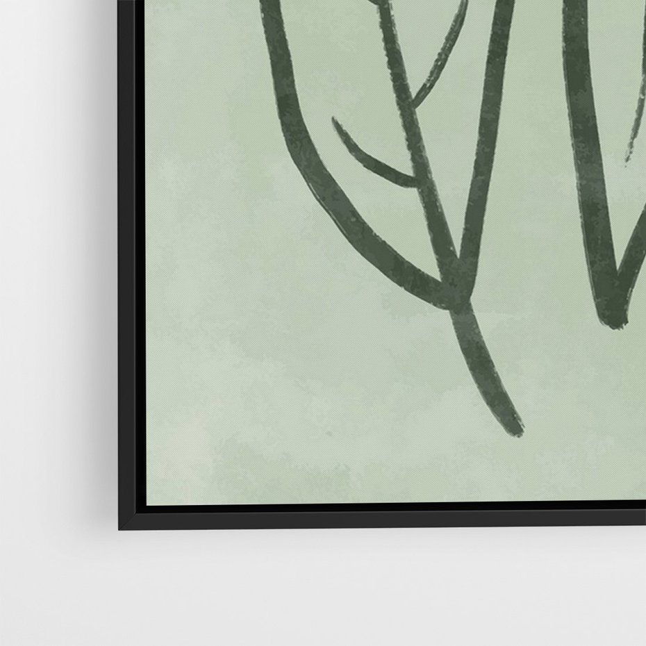 Obraz w ramie 50x70 - Energetyczne Ekspresje Natury - zielony plakat, roślinne motywy - rama czarna