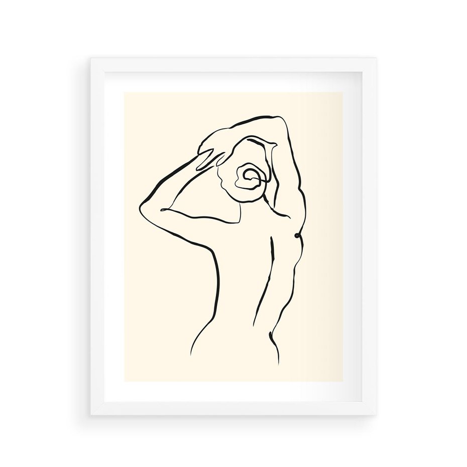 Plakat w ramie 40x50 - Tajemniczy Rytm - kobieta, posąg - rama biała