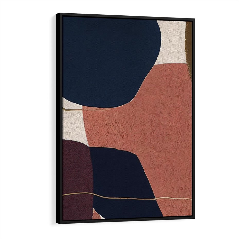 Obraz w ramie 50x70 - Abstrakt Marsala - nieregularne plamy, kształty - rama czarna