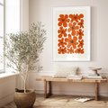 Plakat w ramie 50x70 - Wibracje Przestrzeni - abstrakcyjne czerwone kwiaty, kompozycja - rama biała