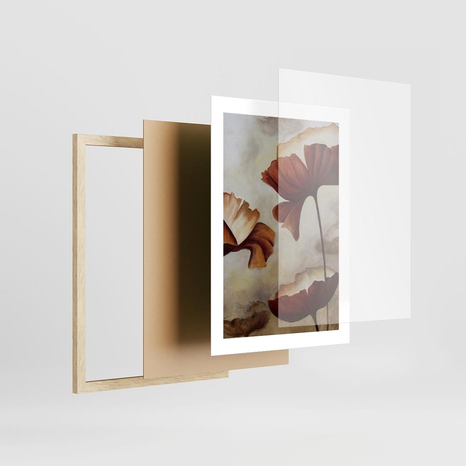 Plakat w ramie 30x40 - Sztuka Kwiatów - kwiaty, sztuka - rama drewno