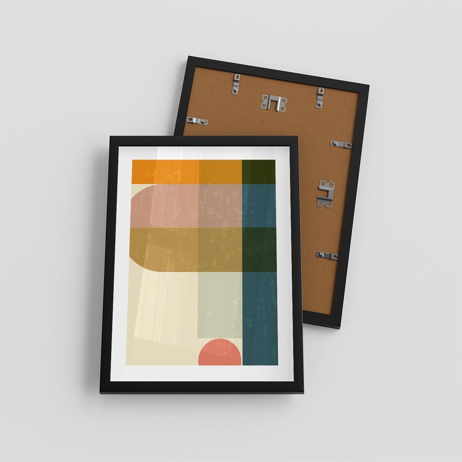 Plakat w ramie 30x40 - Geometryczna Grafika na Plakacie - geometryczna nowoczesna grafika, minimalizm - rama czarna