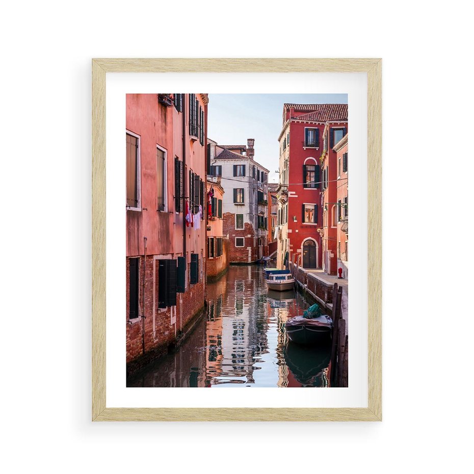 Plakat w ramie 40x50 - Przejażdżka gondolą przez Wenecję - Wenecja, kanały - rama drewno