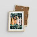 Plakat w ramie 30x40 - Surfowanie w Harmonii z Naturą - deski surfingowe, oparte o rośliny - rama drewno