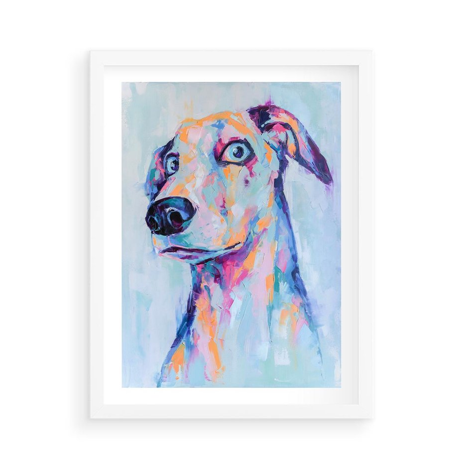 Plakat w ramie 50x70 - Cześć! Jak się Masz? - obraz olejny, zabawna sztuka - rama biała