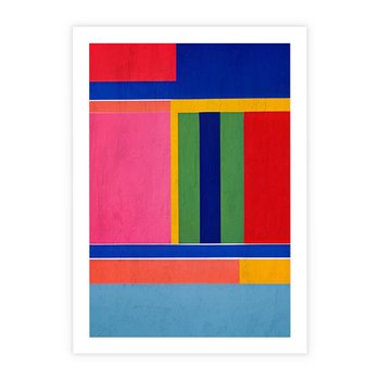Plakat bez ramy 30x40 - Wnętrza Rozplątanych Barw - abstrakcyjny geometryczny obraz olejny, kolorowe pasy