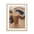 Plakat w ramie 50x70 - Kawa ice coffee: orzeźwiający napój - kawa, ice - rama drewno