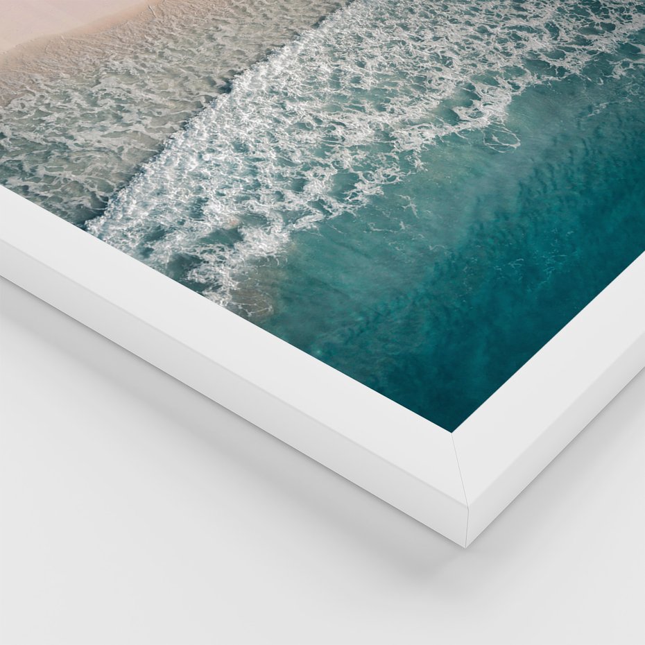 Zestaw obrazy w ramie 30x40 galeria - Plaża, morze, fale, boho - rama biała