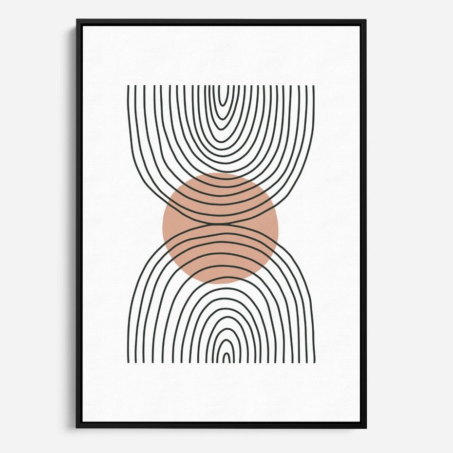 Obraz w ramie 70x100 - Przenikające Widzenia - półkola, koło - rama czarna