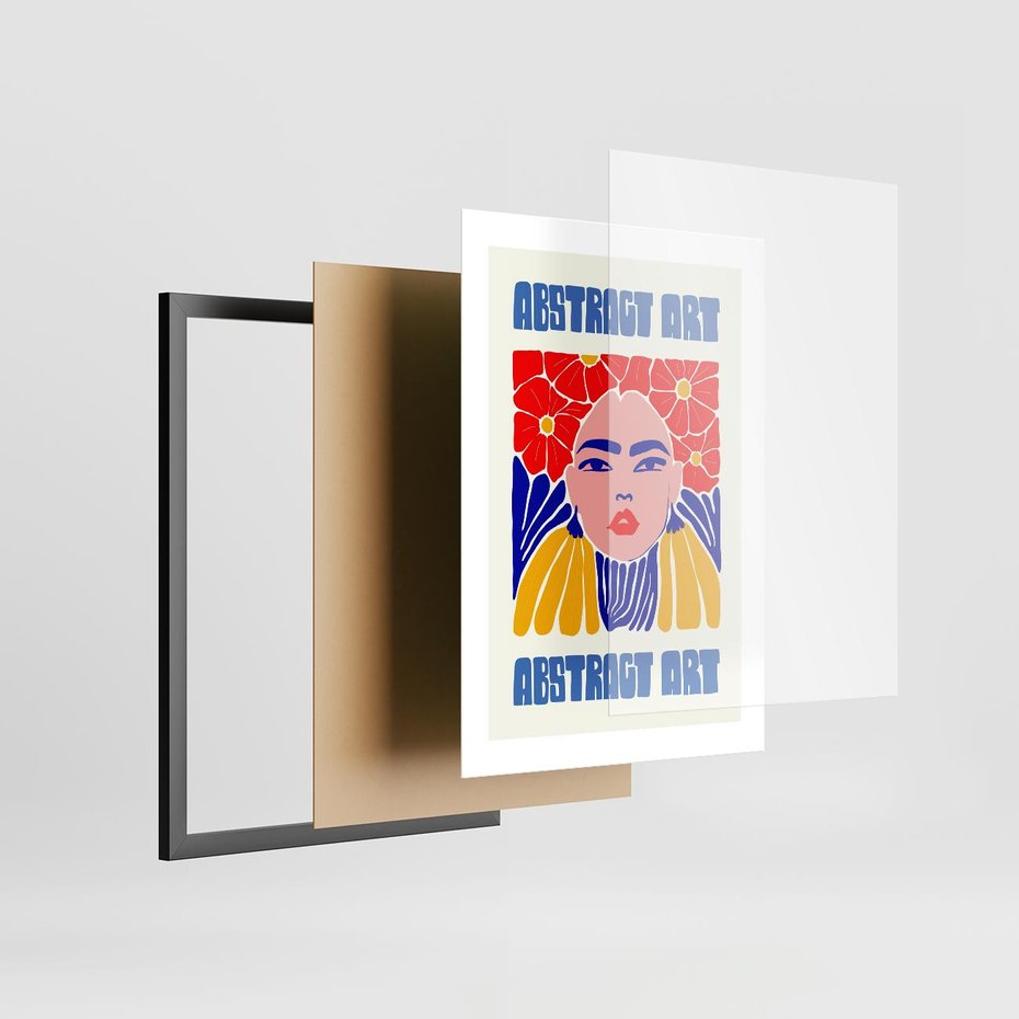 Plakat w ramie 30x40 - Przenikające Refleksje - sztuka abstrakcyjna, nowoczesny plakat - rama czarna