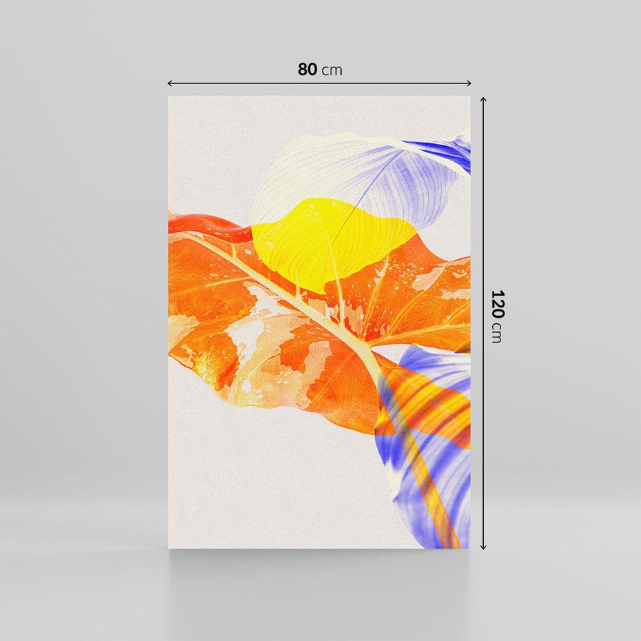 Obraz na płótnie 80x120 - Energetyczne Indygo - retro, tropikalne liście