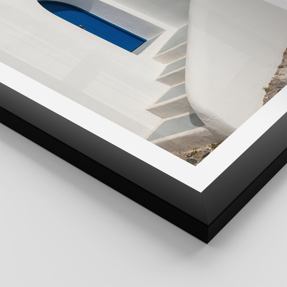 Plakat w ramie 50x70 - Powitanie Wyspy - Santorini, drzwi - rama czarna