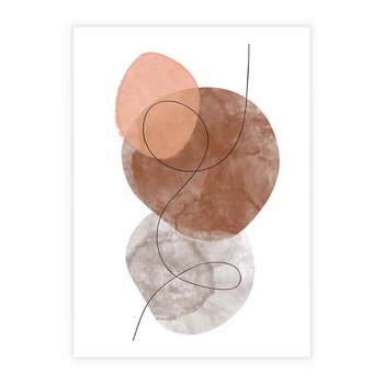 Plakat bez ramy 21x30 - Brązowe Akwarelowe Zawirowania - abstrakcja, brązowe akwarelowe plamy