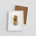 Plakat w ramie 30x40 - Ekskluzywny Akcent - złoty, ananas - rama biała