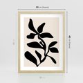 Plakat w ramie 30x40 - Wibracje Akwarelowych Ścieżek - abstrakcyjny minimalistyczna kwiat, czarno biały plakat - rama drewno