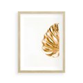 Plakat w ramie 30x40 - Przyjemność dla Oczu - złote, liście - rama drewno