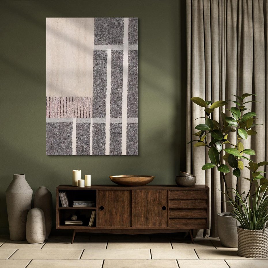 Obraz na płótnie 50x70 - Harmonia skradzionych odcieni - symetryczne, geometryczne pasy