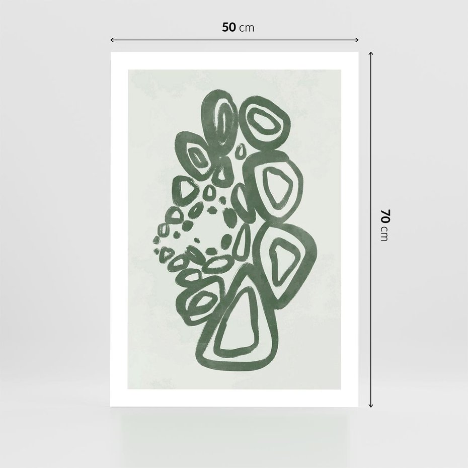 Plakat bez ramy 50x70 - Migotliwe Widzenia Zieleni - zielona abstrakcja, zgaszona zieleń