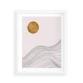 Plakat w ramie 40x50 - Minimalistyczne Słońce: Blask i Złoto - grafika, minimalizm - rama biała