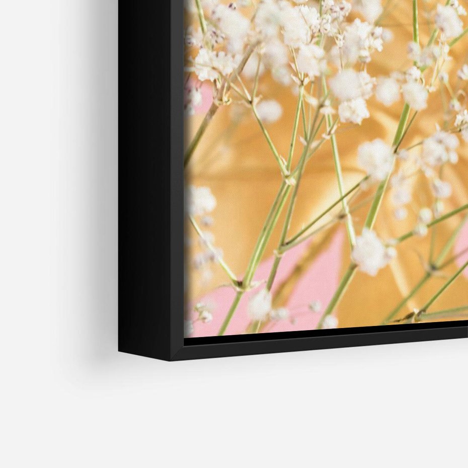 Obraz w ramie 70x50 - : Elegancja w Złocie - złote, liście - rama czarna